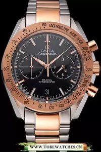 Omega Speedmaster Black Dial Gold Bezel Stainless Steel Case Two Tone Bracelet En120790