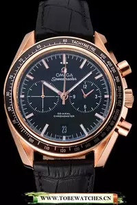 Omega Speedmaster Black Dial Gold Case Black Leather Strap En120791