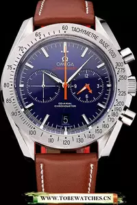 Omega Speedmaster Blue Dial Stainless Steel Case Brown Leather Strap En120796