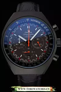 Omega Speedmaster Mark Ii Black And Red Dial Black Case Black Leather Strap En120797