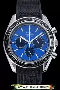 Omega Speedmaster Black Rubber Strap Blue Dial En59944
