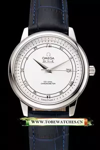Omega De Ville Prestige White Dial Stainless Steel Case Blue Leather Strap En123358