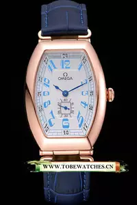 Omega Sochi Petrograd White Dial Gold Case Blue Leather Strap En120963
