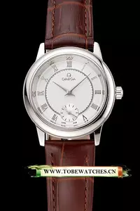 Omega De Ville Prestige Small Seconds Silver Dial Stainless Steel Case Brown Leather Strap En123364