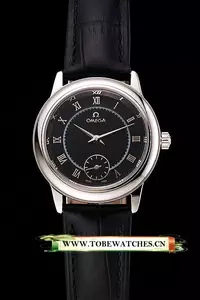 Omega De Ville Prestige Small Seconds Black Dial Stainless Steel Case Black Leather Strap En123367