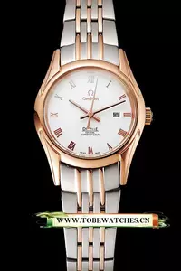 Omega De Ville Ladies White Dial Rose Gold Case Two Tone Bracelet En123887