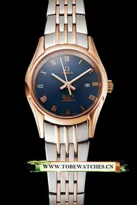 Omega De Ville Ladies Blue Dial Rose Gold Case Two Tone Bracelet En123889