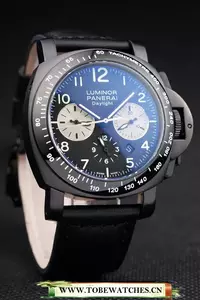 Panerai Luminor Black Ionized Stainless Steel Case Black Dial Black Leather Strap En58164