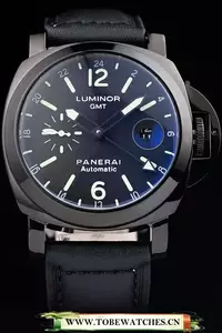 Panerai Luminor Black Ionized Stainless Steel Case Black Dial Black Leather Strap En58167
