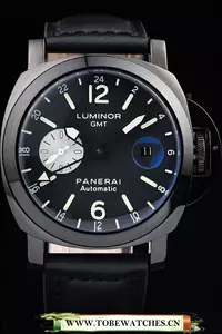 Panerai Luminor Black Ionized Stainless Steel Case Black Dial Black Leather Strap En58170