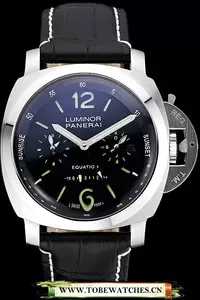 Panerai Luminor Brushed Stainless Steel Case Black Dial Black Leather Strap En58209