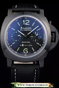Panerai Luminor Black Ionized Stainless Steel Case Black Dial Black Leather Strap En58210