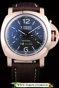 Panerai Luminor Rose Gold Case Black Dial Dark Brown Leather Strap En58211