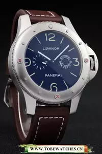 Panerai Luminor Brushed Stainless Steel Case Black Dial Dark Brown Leather Strap En58214