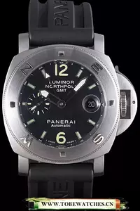 Panerai Luminor Brushed Stainless Steel Case Black Dial Black Rubber Strap En58217