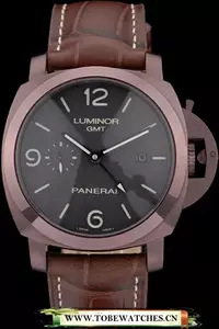 Panerai Luminor Brown Leather Strap Black Dial En59068
