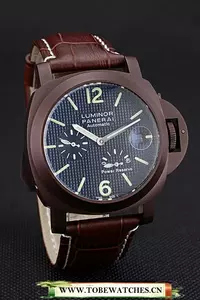 Panerai Luminor Brown Leather Strap Black Dial En59073