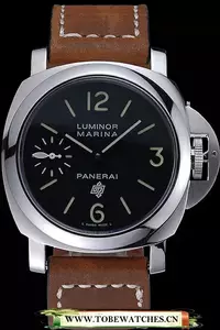 Panerai Luminor Marina Stainless Steel Bezel Brown Leather Bracelet En60209