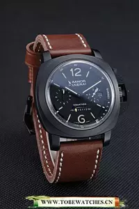 Panerai Luminor Equation Ion Plated Stainless Steel Bezel Brown Leather Bracelet En60212