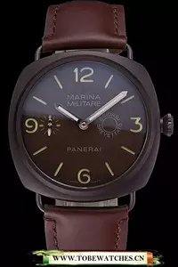 Panerai Luminor Marina Militare Purple Stainless Steel Bezel Brown Bracelet En60217