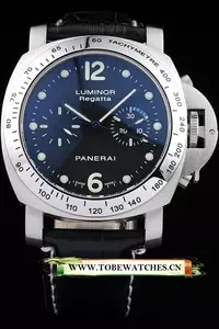Panerai Luminor Brushed Stainless Steel Case Black Dial Black Leather Strap En121319