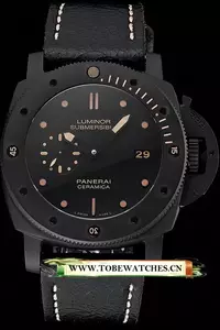 Panerai Luminor Submersible 3 Days Black Dial Black Case Black Leather Strap En122098