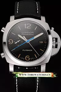 Panerai Luminor Flyback Black Dial Stainless Steel Case Black Leather Strap En123416