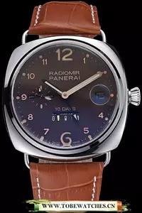 Panerai Radiomir Stainless Steel Bezel Cognac Leather Bracelet En119017
