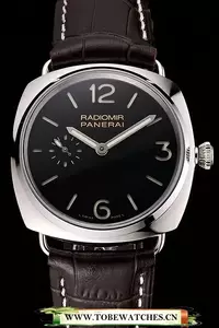 Panerai Radiomir Black Dial Stainless Steel Case Dark Brown Leather Strap En122100