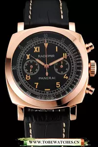 Panerai Radiomir 1940 Black Dial Rose Gold Case Black Leather Strap En122235