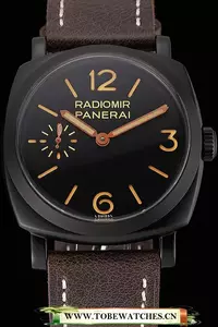 Panerai Radiomir 1940 Black Dial Black Pvd Case Brown Leather Strap En123950