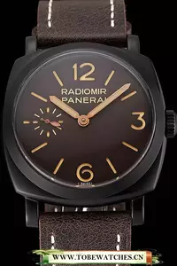 Panerai Radiomir 1940 Brown Dial Black Pvd Case Brown Leather Strap En123951