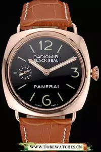 Panerai Radiomir Rose Gold Case Black Dial Brown Leather Strap En58582
