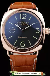 Panerai Radiomir Rose Gold Case Black Dial Brown Leather Strap En58612
