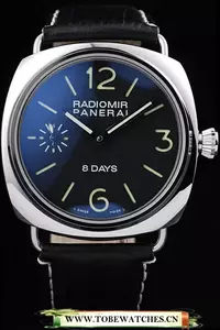 Panerai Radiomir Polished Stainless Steel Case Black Dial Black Leather Strap En58622
