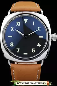 Panerai Radiomir Polished Stainless Steel Case Black Dial Brown Leather Strap En58922