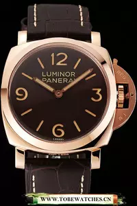 Panerai Luminor Brown Dial Rose Gold Case Brown Leather Strap En123946