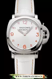 Panerai Radiomir White Dial Stainless Steel Case White Leather Strap En123910
