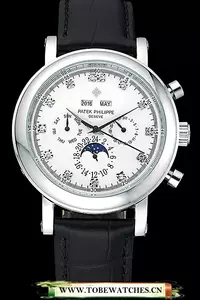 Patek Philippe Grand Complications Perpetual Calendar White Dial Black Leather Bracelet En11541