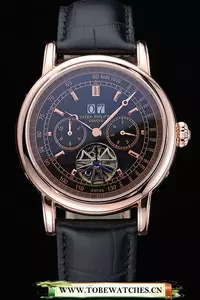 Patek Philippe Geneve Grand Complications Black Dial Tourbillon Rose Gold Bezel Black Band En118608