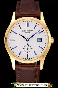 Patek Philippe Calatrava White Dial Gold Case Brown Leather Strap En120811