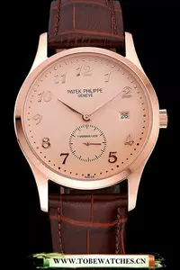 Patek Philippe Calatrava Rose Dial Rose Gold Case Brown Leather Strap En120818