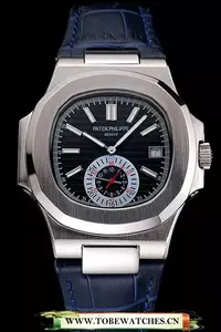 Patek Philippe Nautilus Blue Dial Stainless Steel Case Blue Leather Strap En121964