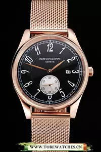Patek Philippe Calatrava Small Seconds Black Dial Rose Gold Case And Bracelet En122971
