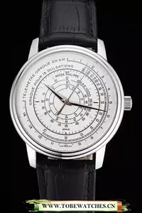 Patek Philippe Multi Scale White Dial Stainless Steel Case Black Leather Strap En122978