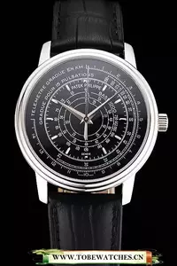 Patek Philippe Multi Scale Black Dial Stainless Steel Case Black Leather Strap En122979