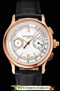Patek Philippe 5170j White Dial Rose Gold Case Black Leather Strap En122995