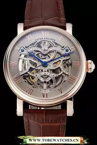 Patek Philippe Grand Complications Gray Skeleton Dial Rose Gold Case Brown Leather Strap En123912