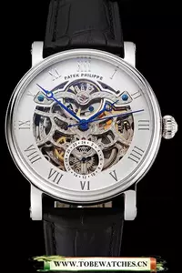 Patek Philippe Grand Complications White Skeleton Dial Stainless Steel Case Black Leather Strap En123915