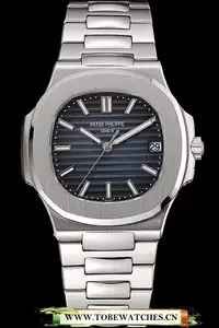 Patek Philippe Nautilus Black Blue Dial Stainless Steel Bracelet En124564